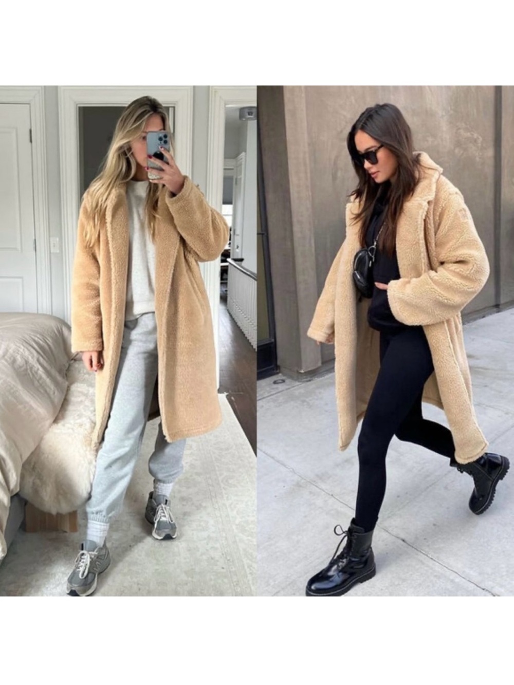 ALO Yoga Teddy Coat Camel Tan Oversized Sherpa Long Jacket - Picture 6 of 16
